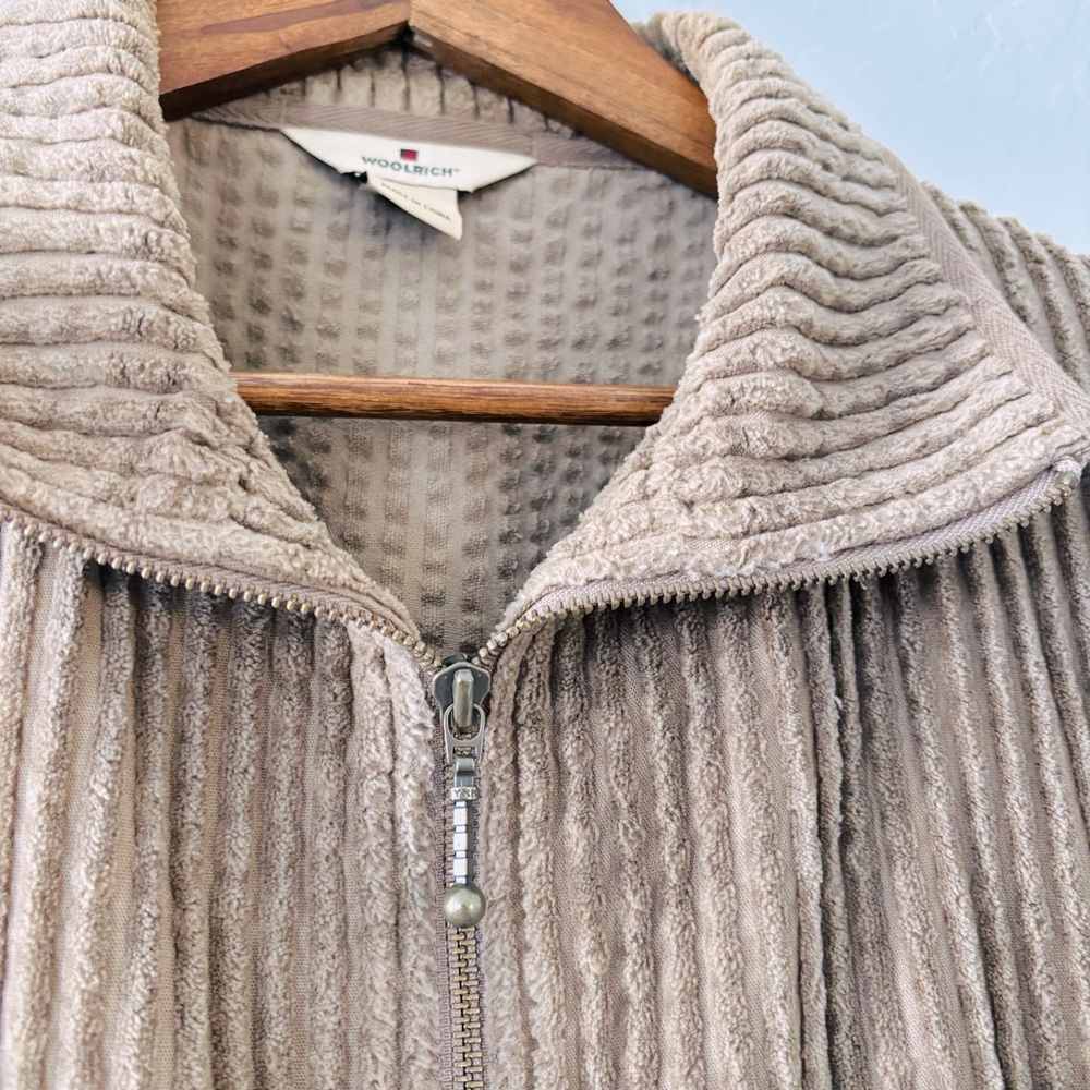 Woolrich Tan Ribbed Women’s Fullzip Medium Jacket Cotton‎ 2090RS - Picture 4 of 7